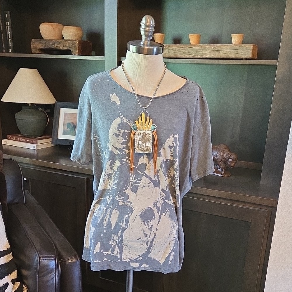 Magnolia Pearl Sitting Bull Charcoal Graphic Tee